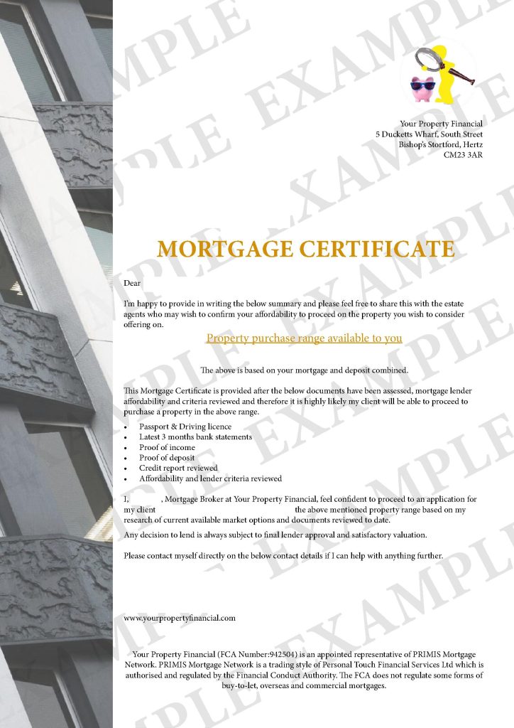 mortgage in principle certificate