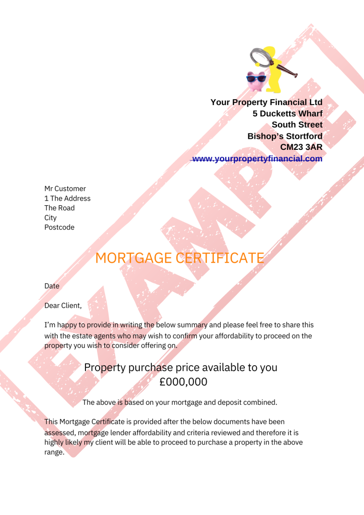 Mortgage certificate 
