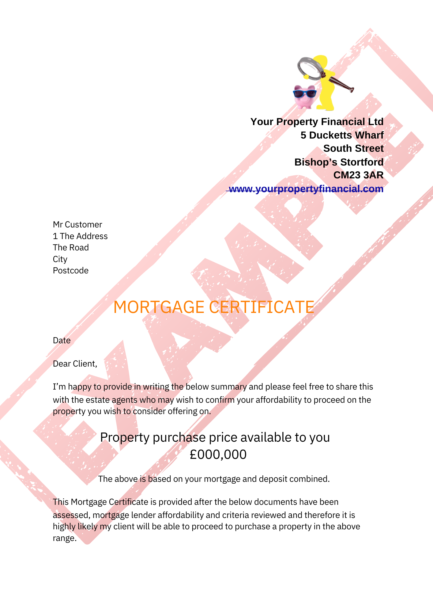 Mortgage Certificate 