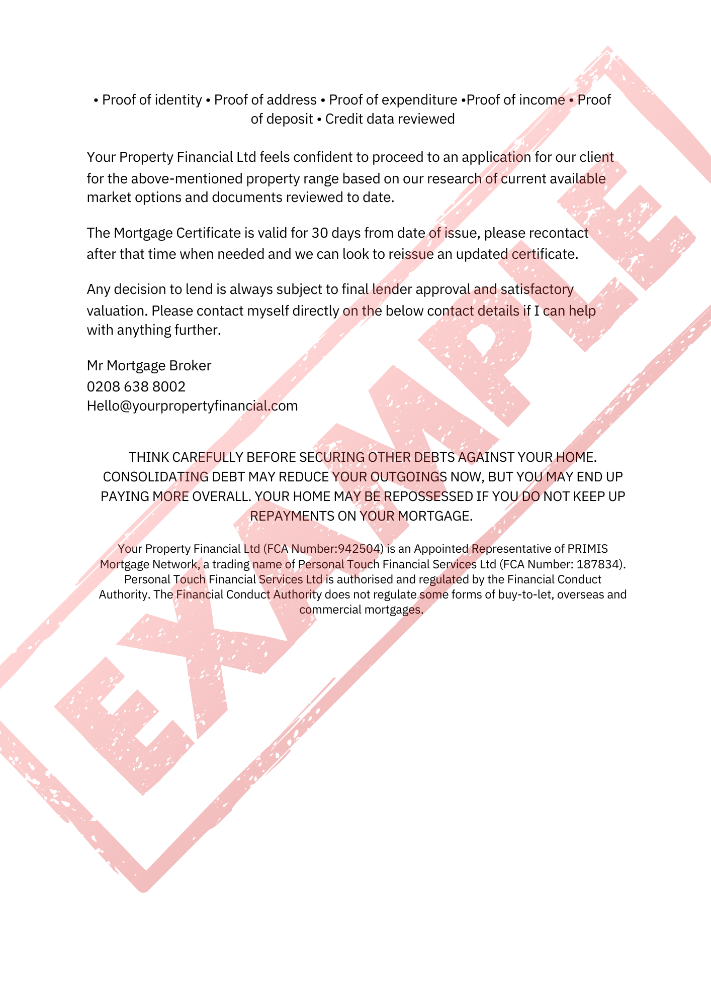Do you have a Mortgage Certificate?